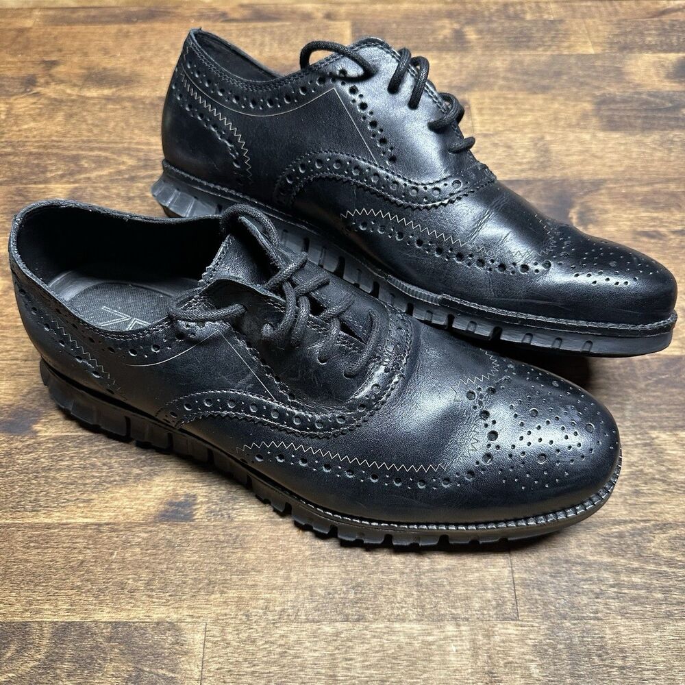 Cole Haan Men's ZeroGrand Wingtip Oxford Black Shoes C20719 - Size 9